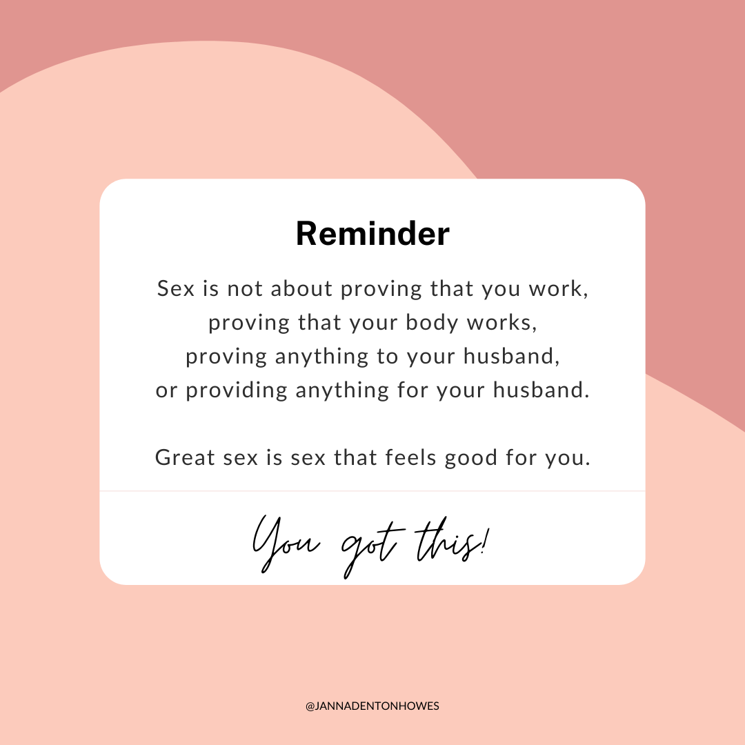 Sex is not about proving that you work 